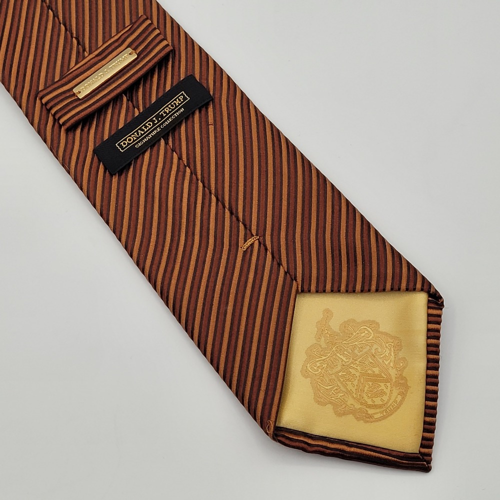 Donald J. Trump Necktie Mens One Size Brown Striped Silk Signature Collection